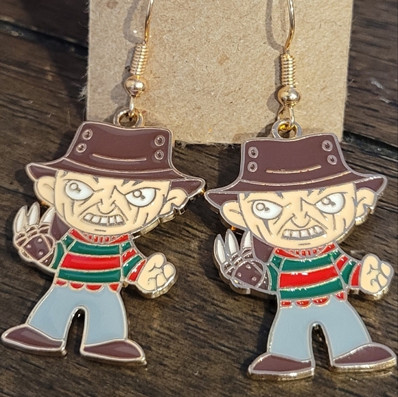 Freddy Kruger Dangle Earrings - Picture 1 of 1